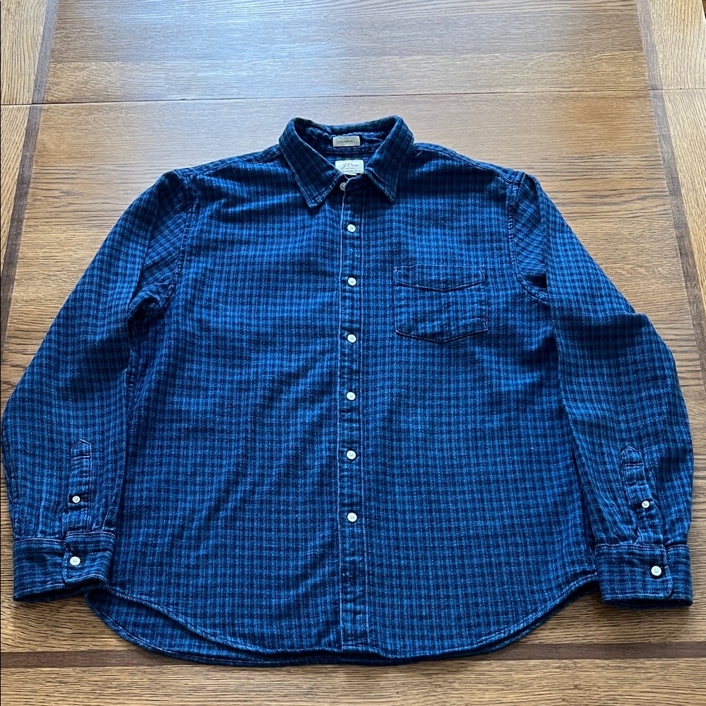 J Crew Classic Navy Plaid Men's Shirt